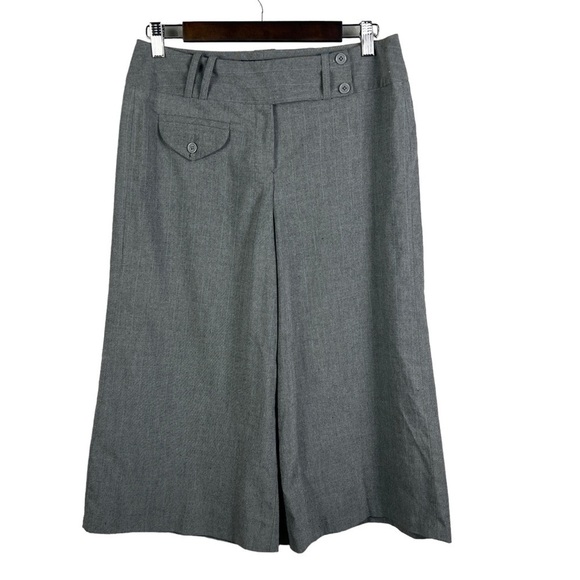 Larry Levine Women's Cropped Casual Pants Wide Leg Striped Stretch Gray Size 6 - Picture 1 of 10